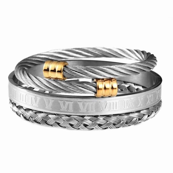 Ensemble de 3 Bracelets pour Hommes, Design Classique et Moderne - Image 3