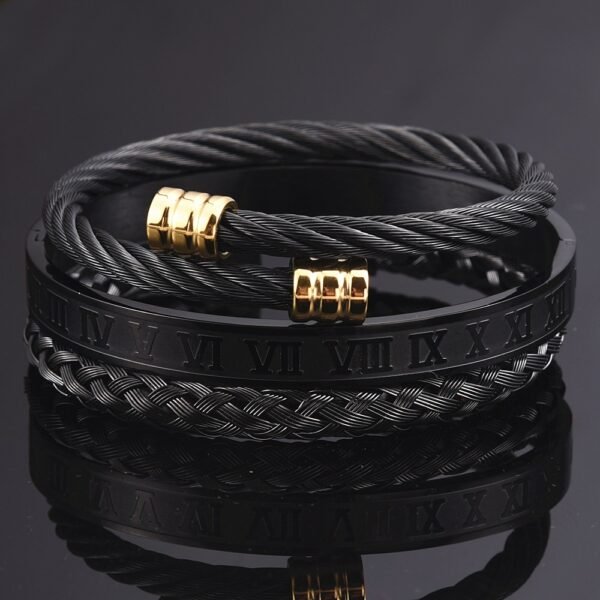 H414d91f205de416b9bac7b1b40eef740K.jpg Ensemble de 3 Bracelets pour Hommes, Design Classique et Moderne