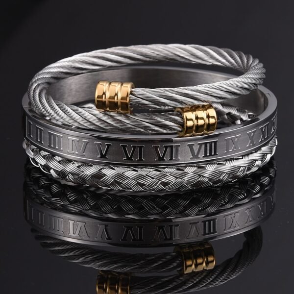 H8ffe6f0714f74af68f63a49a0bbcc518O.jpg Ensemble de 3 Bracelets pour Hommes, Design Classique et Moderne