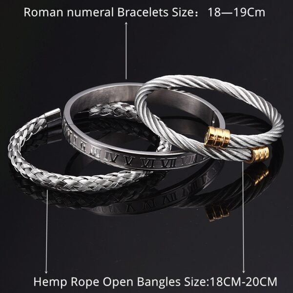 Ensemble de 3 Bracelets pour Hommes, Design Classique et Moderne - Image 7