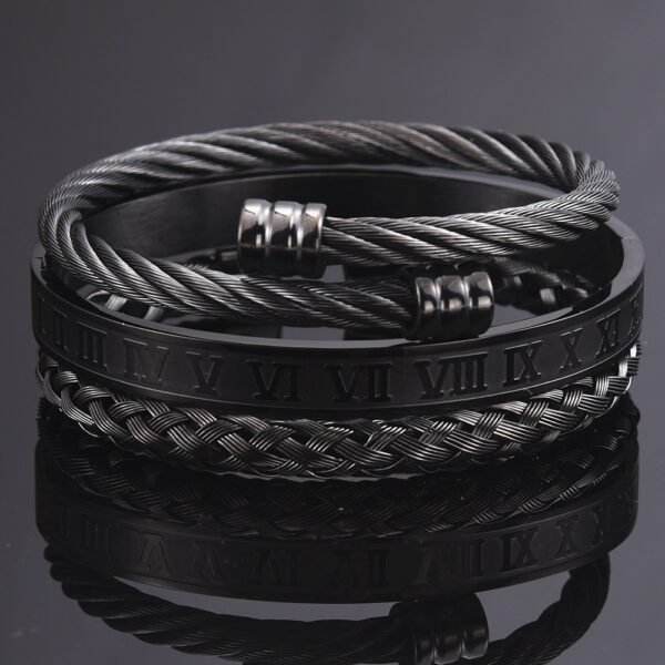 Ensemble de 3 Bracelets pour Hommes, Design Classique et Moderne
