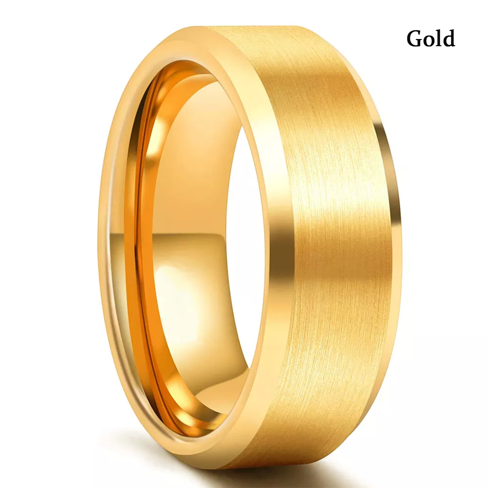 Bague en Tungstène Dorée 8mm pour Homme