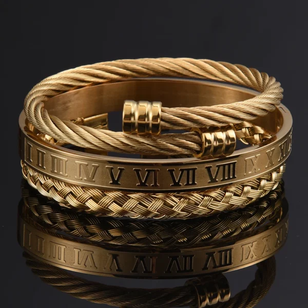 Bracelet avec Numéros Romains en Acier Inoxydable pour Hommes