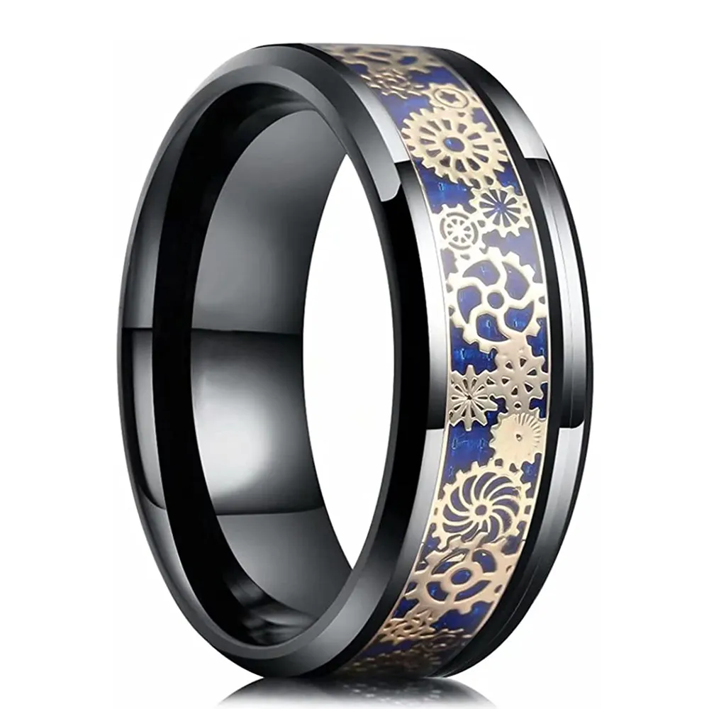 Bague en Tungstène Dorée 8mm pour Homme