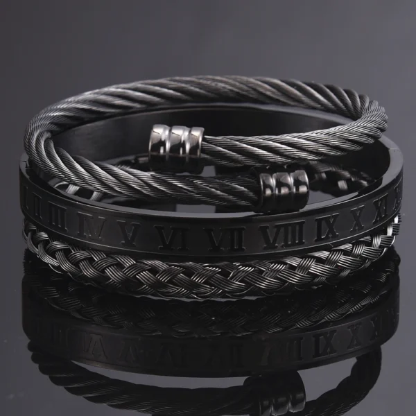 Bracelet avec Numéros Romains en Acier Inoxydable pour Hommes