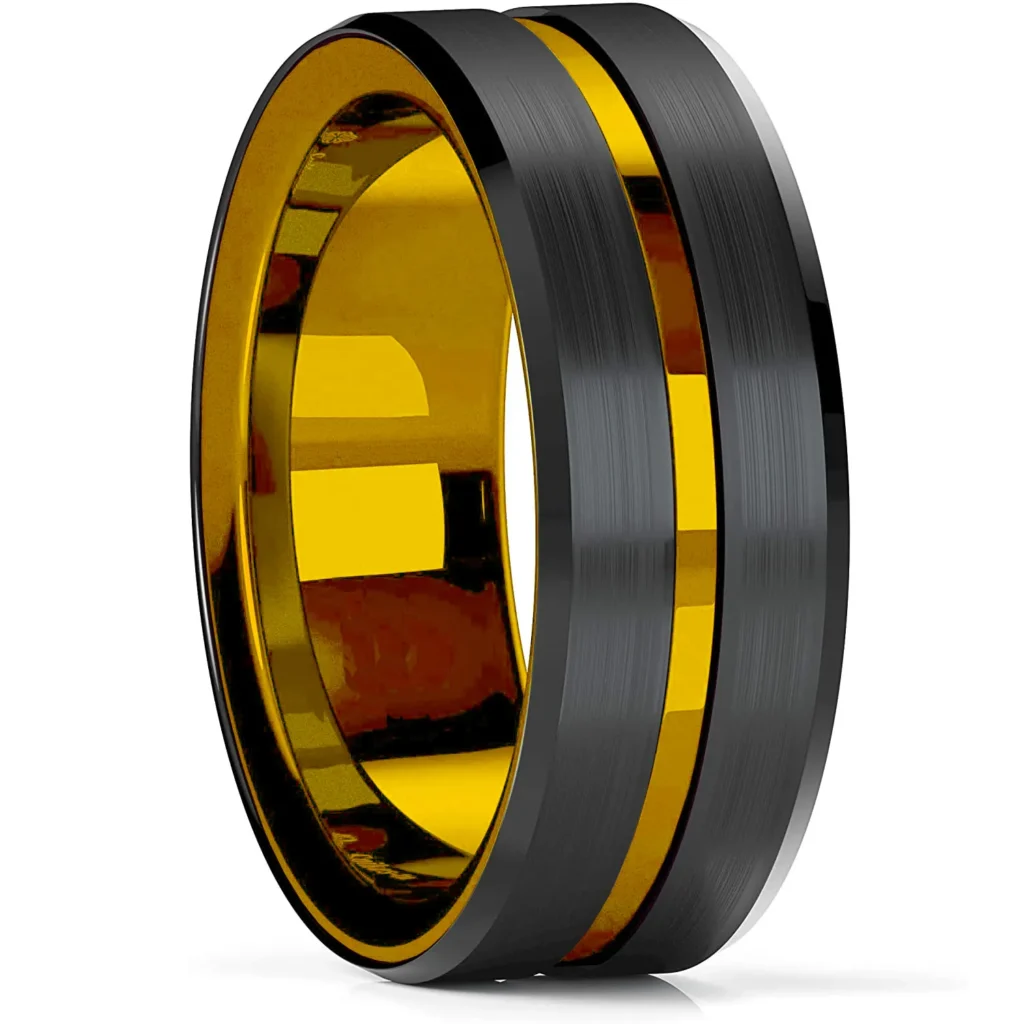 Bague en Tungstène Dorée 8mm pour Homme