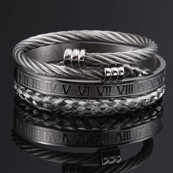 H3610f3ae7f8145ba8a009623b9b40218s.webp Bracelet avec Numéros Romains en Acier Inoxydable pour Hommes