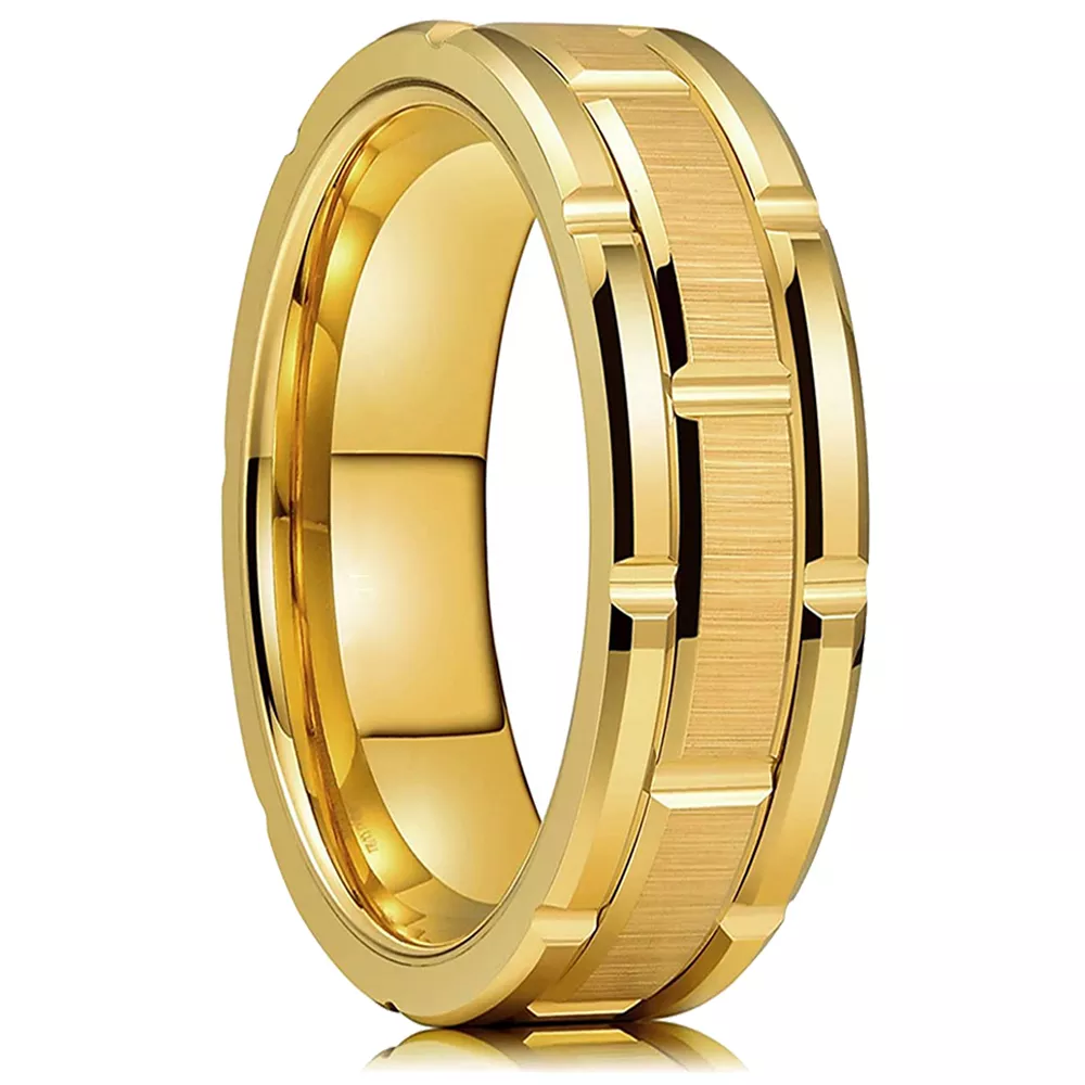 Bague en Tungstène Dorée 8mm pour Homme