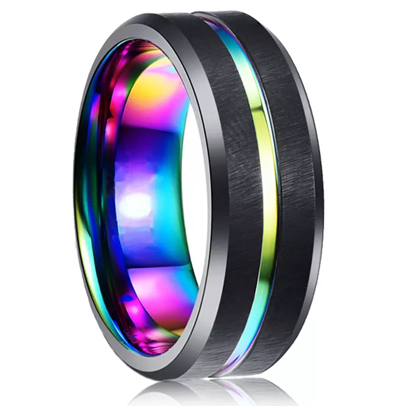 Bague en Tungstène Dorée 8mm pour Homme