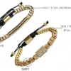 Bracelet Charm pour Hommes 2pcs, Acier Inoxydable, Perles et Couronne en Zirconium Doré