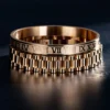 Duo de Bracelets Manchette Romains en Acier, Dorés, pour Hommes