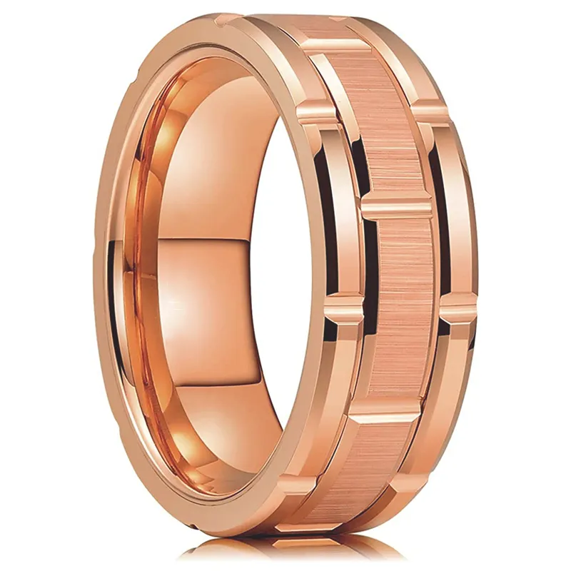 Bague en Tungstène Dorée 8mm pour Homme