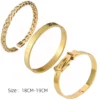 Ensemble 3pcs de Bangles en Acier Inoxydable, Style Classique et Luxueux