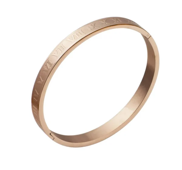 H5b9e8c0b0b194a0e9cc4a2664991a6a3E.webp Bracelet Manchette de Luxe en Acier Inoxydable avec Gravure de Numéros Romains pour Couples