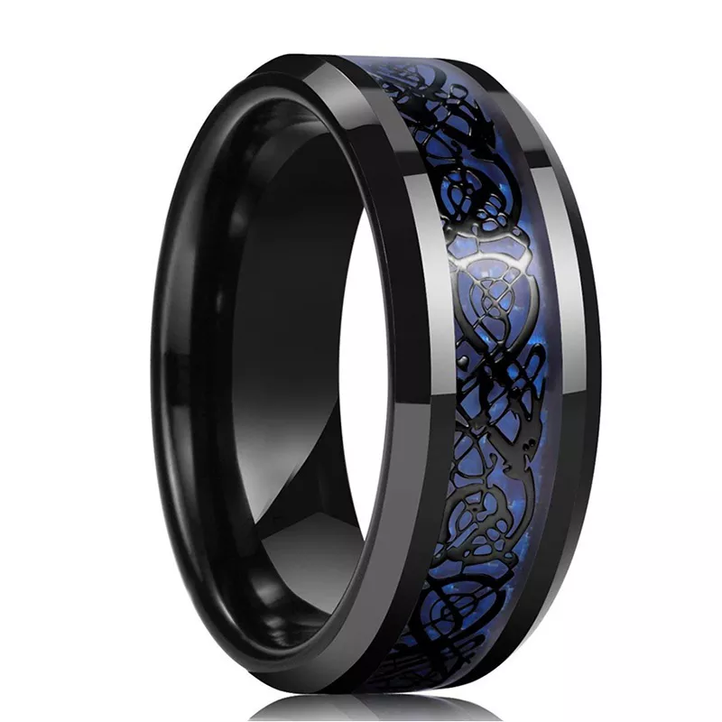Bague en Tungstène Dorée 8mm pour Homme