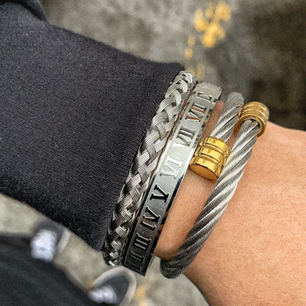 H850f01fdb39e428493e6aac10d207cd43-1.webp Bracelet avec Numéros Romains en Acier Inoxydable pour Hommes