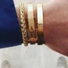 Ensemble 3pcs de Bangles en Acier Inoxydable, Style Classique et Luxueux