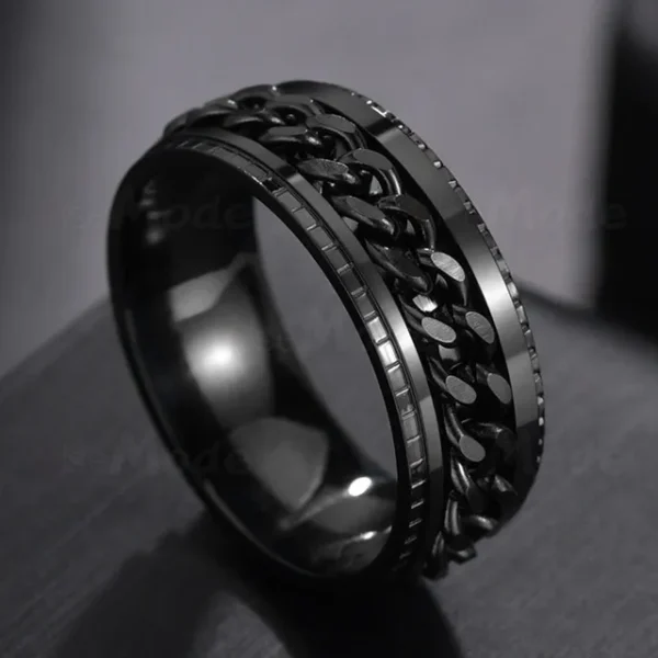 Bague Rotative en Acier Inoxydable Style Punk pour Hommes