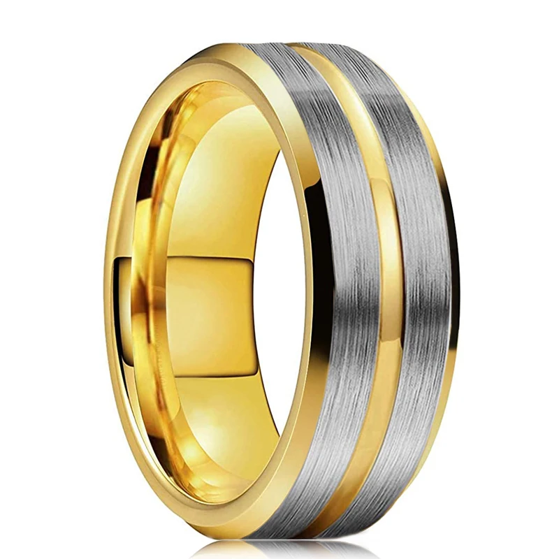 Bague en Tungstène Dorée 8mm pour Homme