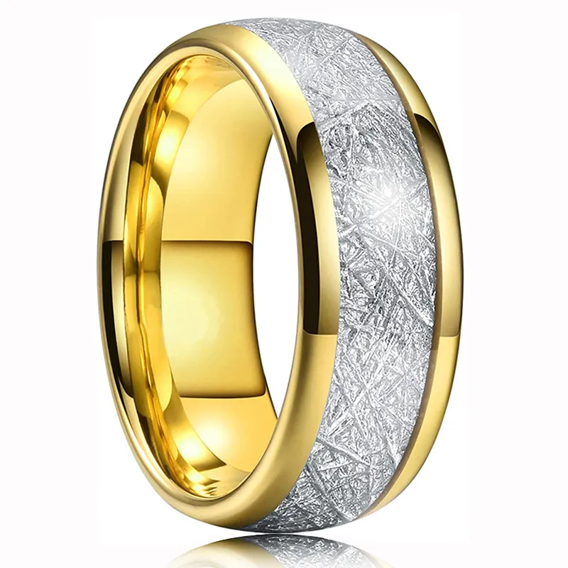 Bague en Tungstène Dorée 8mm pour Homme