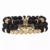 Ensemble de 3 Bracelets Perles et Charme Couronne pour Hommes et Femmes