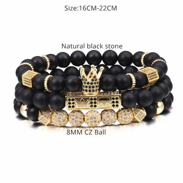 Hd296dab821064c9ea32fb0e32ac5c8a3y.webp Ensemble de 3 Bracelets Perles et Charme Couronne pour Hommes et Femmes