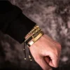 Ensemble de 4 Bracelets en Acier avec Inscriptions Bibliques pour Hommes
