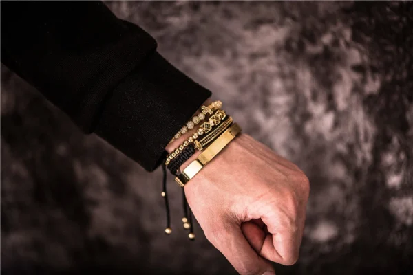 Hd8271ebb3e524e4c91c9bbf84ab9eda1I.webp Ensemble de 4 Bracelets en Acier avec Inscriptions Bibliques pour Hommes
