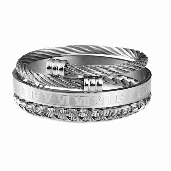He68f3a4e2ce447e0a992acd66fd76a3bs.webp Bracelet avec Numéros Romains en Acier Inoxydable pour Hommes