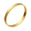 Bracelet Manchette de Luxe en Acier Inoxydable avec Gravure de Numéros Romains pour Couples