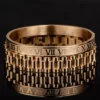 Duo de Bracelets Manchette Romains en Acier, Dorés, pour Hommes