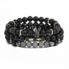 Ensemble de 3 Bracelets Perles et Charme Couronne pour Hommes et Femmes