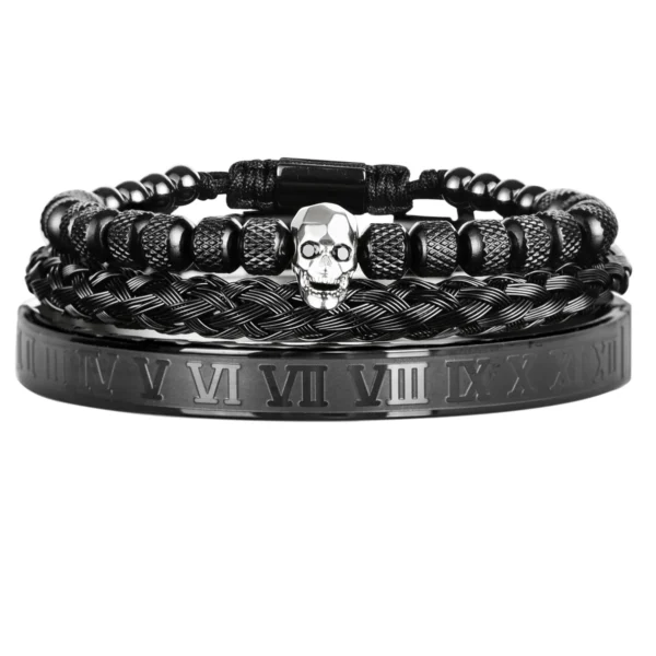 S00ccdacbbfe64ecf88ab52b677bdfcb7y.webp Ensemble de 3 Bracelets de Luxe avec Charme Crâne pour Homme