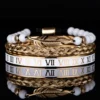 Ensemble de Bracelets de Luxe avec Crâne Doré pour Homme