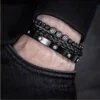 Trio de Bracelets Charme Royal, Micro Pavé CZ, pour Hommes