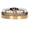 Ensemble de Bracelets de Luxe avec Crâne Doré pour Homme