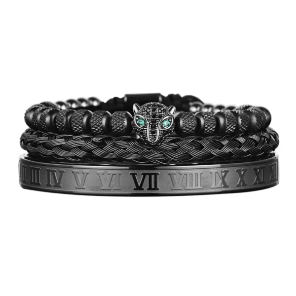 Ensemble 3pcs de Bangles en Acier Inoxydable, Style Classique et Luxueux