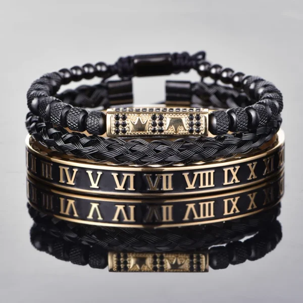 Ensemble de Bracelets de Luxe avec Double Couronne pour Hommes