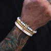 Ensemble de Bracelets de Luxe avec Crâne Doré pour Homme