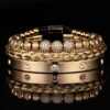 Trio de Bracelets Charme Royal, Micro Pavé CZ, pour Hommes