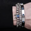 Bracelet Royal Charm avec Couronne CZ Bleue pour Homme