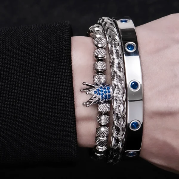 S1dca0460c5034ca8ab3804573ce1730de.webp Bracelet Royal Charm avec Couronne CZ Bleue pour Homme