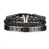 Bracelet Ajustable en Acier Inoxydable avec Charme Couronne Royale et Émail, Style Romain