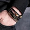 Trio de Bracelets Classiques pour Hommes, Corde en Chanvre et Acier Inoxydable