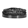 Bracelet Ajustable en Acier Inoxydable avec Charme Couronne Royale et Émail, Style Romain