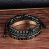 Bracelet Ajustable en Acier Inoxydable avec Charme Couronne Royale et Émail, Style Romain