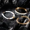 Ensemble de Bracelets de Luxe avec Crâne Doré pour Homme