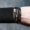 Trio de Bracelets Classiques pour Hommes, Corde en Chanvre et Acier Inoxydable