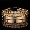 Trio de Bracelets Charme Royal, Micro Pavé CZ, pour Hommes