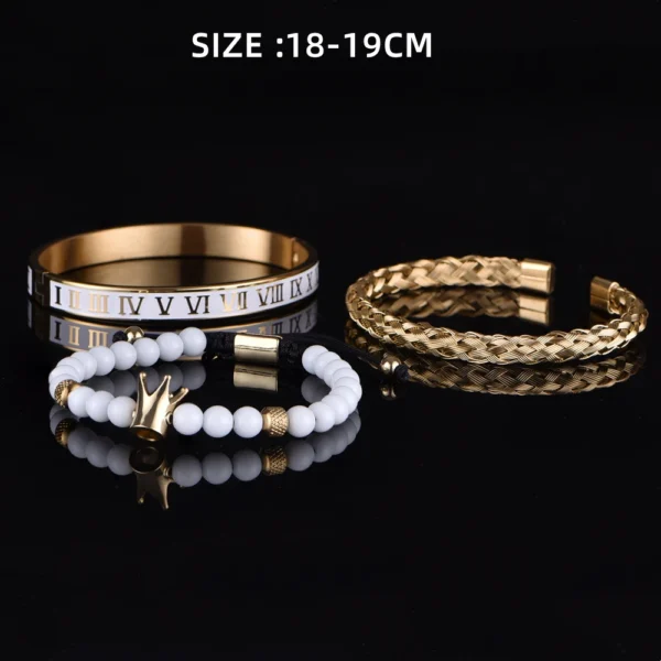 S5592b787da7749c1b52680a48ae0d302D.webp Ensemble de Bracelets de Luxe avec Crâne Doré pour Homme